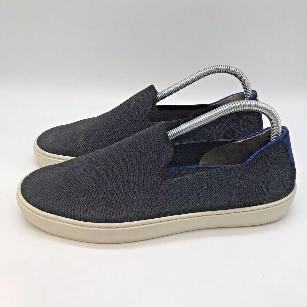 Rothy’s The Original Slip On Sneaker Womens 9.5 Black Blue Halo Removable Insole